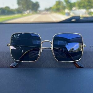 Ray-Ban Gold Frame Sunglasses with Black Lenses